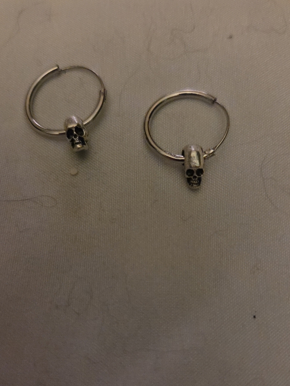 Sterling Silver Skull Hoop Earrings - Women Jewelry